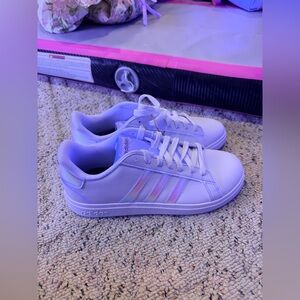 Adidas White Sneakers with Iridescent Accents